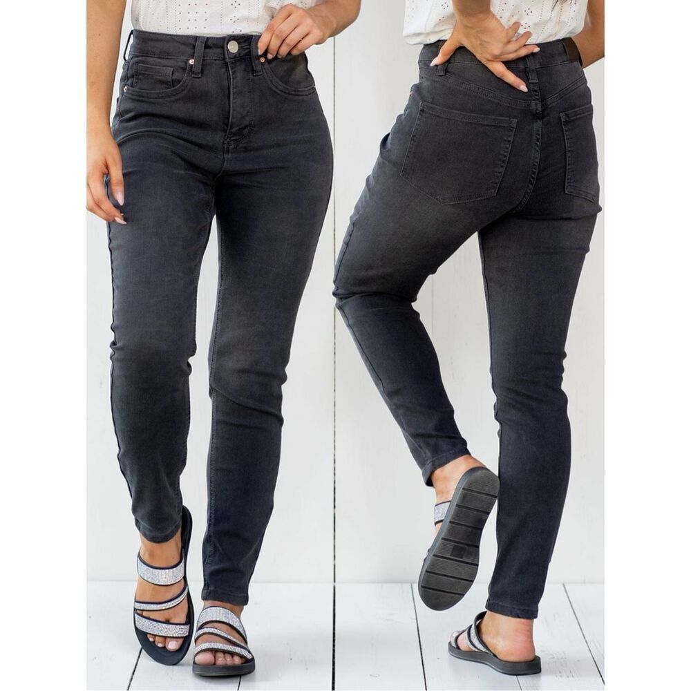 Black Wash Plus High Rise Tummy Control Skinny Jeans Stretch Sculpting Jegging - Picture 1 of 16